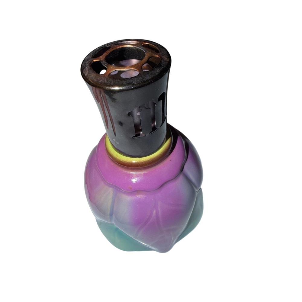 Vintage Lampe Berger Luneville France Ceramic Fragrance Purple Teal Diffuser